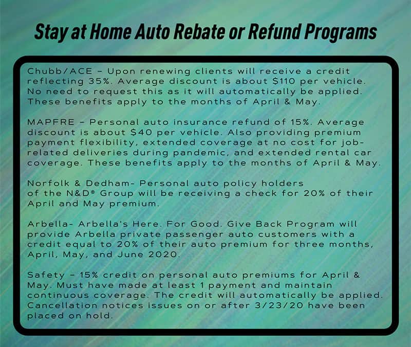 Stay At Home Auto Rebate or Refund Program